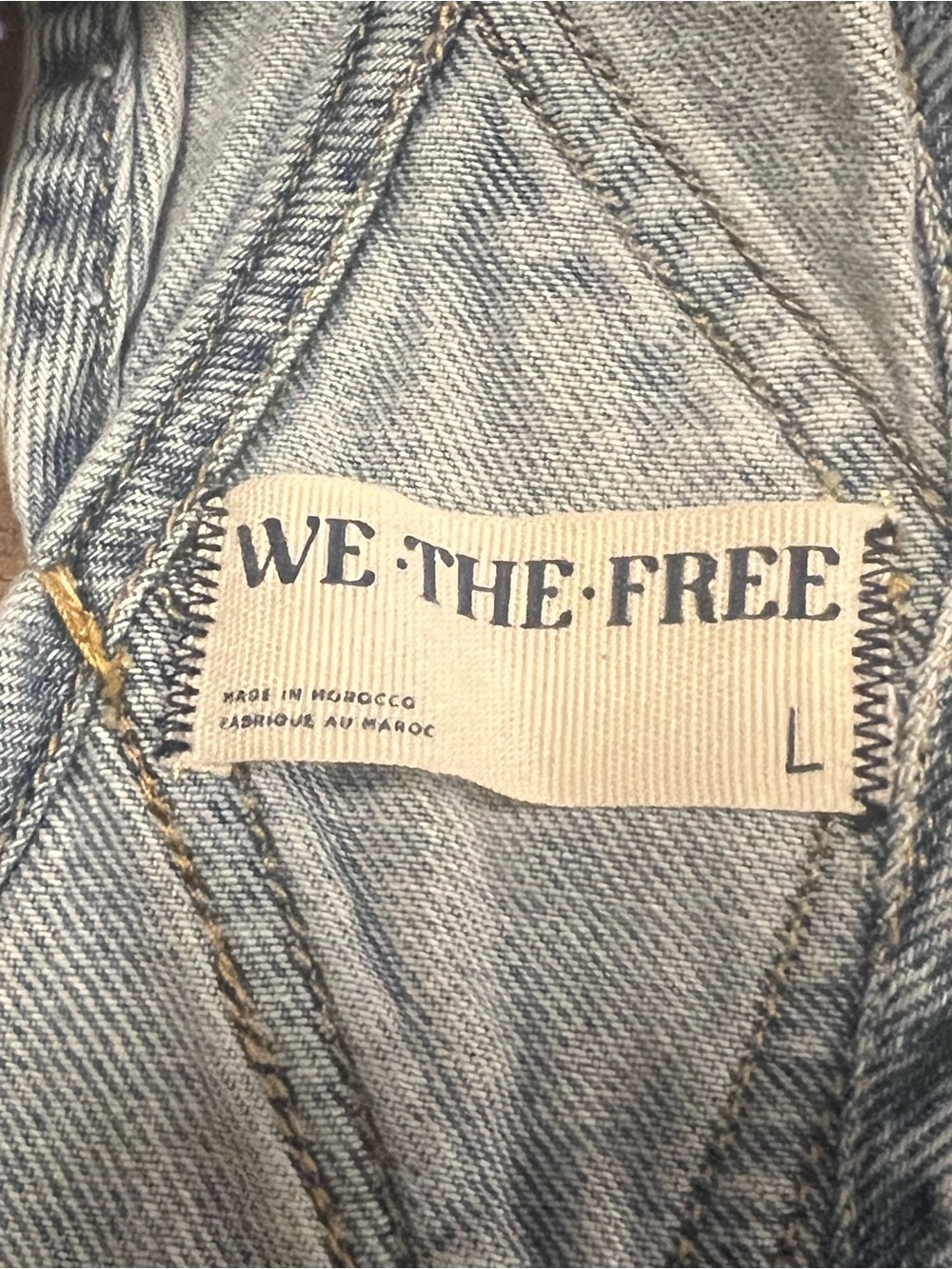 Free People We The Free Ziggy Shortalls Large 100% Cotton Blue Jean Overalls - Picture 9 of 14
